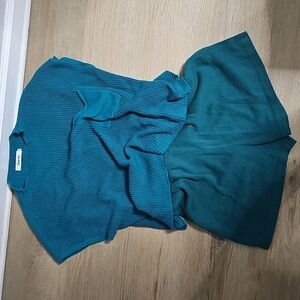 Teal Knit Top and Shorts Set